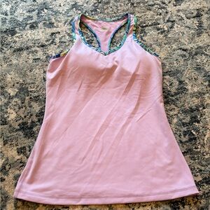 Lilly Pulitzer Pink Tank Top with Multicolor Trim